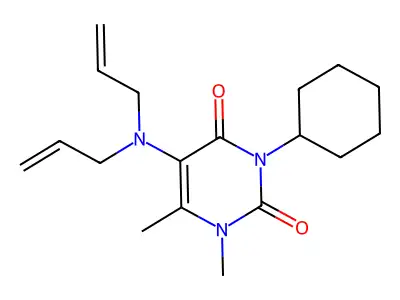 Uracil, 3-cyclohexyl-5-(diallylamino)-1,6-dimethyl- structure