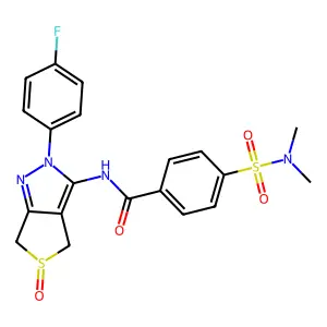 4-(N,N-dimethylsulfamoyl)-N-(2-(4-fluorophenyl)-5-oxido-4,6-dihydro-2H-thieno[3,4-c]pyrazol-3-yl)benzamide structure