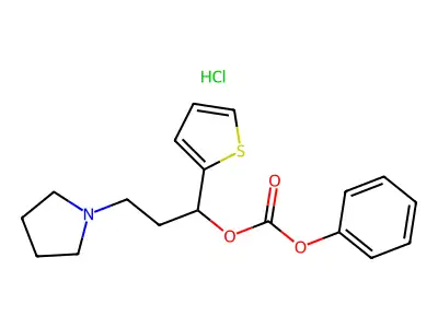 Carbonic acid, phenyl (alpha-(2-(1-pyrrolidinyl)ethyl)-2-thenyl) ester, hydrochloride structure
