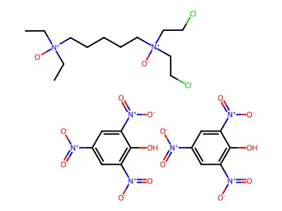 1,5-Pentanediamine, N,N-bis(2-chloroethyl)-N',N'-diethyl-, N,N'-dioxide, dipicrate, monohydrate structure