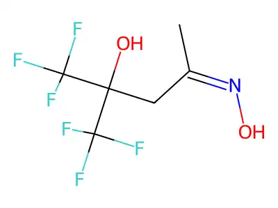 2-Pentanone, 4-hydroxy-5,5,5-trifluoro-4-trifluoromethyl-, oxime structure