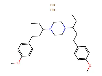 Piperazine, 1,4-bis(1-ethyl-3-(p-methoxyphenyl)propyl)-, dihydrobromide structure