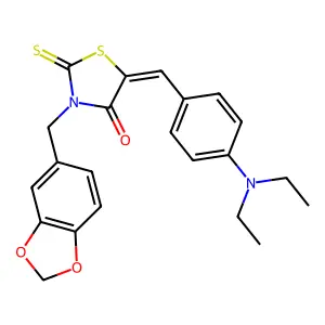 (5Z)-3-(1,3-benzodioxol-5-ylmethyl)-5-[[4-(diethylamino)phenyl]methylidene]-2-sulfanylidene-1,3-thiazolidin-4-one structure
