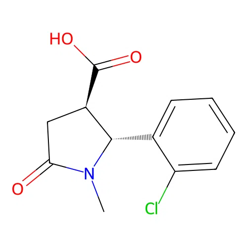 (2R,3R)-2-(2-chlorophenyl)-1-methyl-5-oxopyrrolidine-3-carboxylic acid structure
