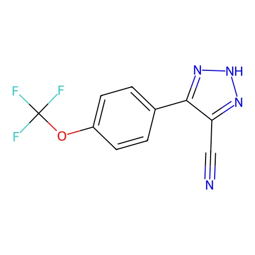 4-[4-(trifluoromethoxy)phenyl]-1H-1,2,3-triazole-5-carbonitrile structure