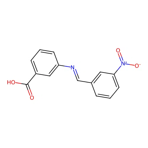 3-[(1E)-2-(3-nitrophenyl)-1-azavinyl]benzoic acid structure