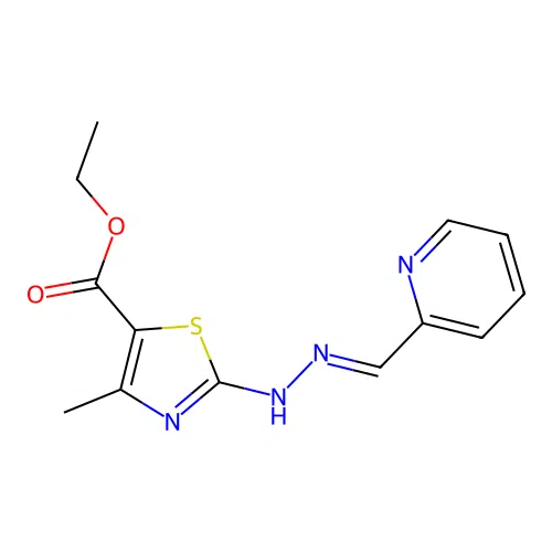 (E)-ethyl 4-methyl-2-(2-(pyridin-2-ylmethylene)hydrazinyl)thiazole-5-carboxylate structure