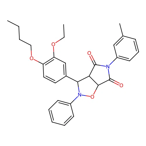 3-(4-butoxy-3-ethoxyphenyl)-2-phenyl-5-(m-tolyl)dihydro-2H-pyrrolo[3,4-d]isoxazole-4,6(5H,6aH)-dione structure