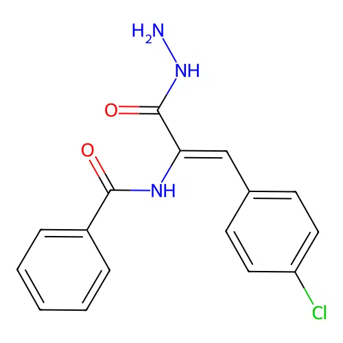 N-[(1Z)-1-(4-chlorophenyl)-3-hydrazinyl-3-oxoprop-1-en-2-yl]benzamide structure