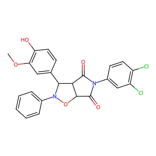 5-(3,4-dichlorophenyl)-3-(4-hydroxy-3-methoxyphenyl)-2-phenyl-3a,6a-dihydro-3H-pyrrolo[3,4-d][1,2]oxazole-4,6-dione structure