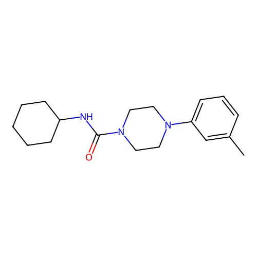 N-cyclohexyl-4-(3-methylphenyl)-1-piperazinecarboxamide structure