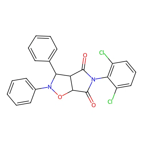 3-(2,6-dichlorophenyl)-7,8-diphenyl-6-oxa-3,7-diazabicyclo[3.3.0]octane-2,4-dione structure