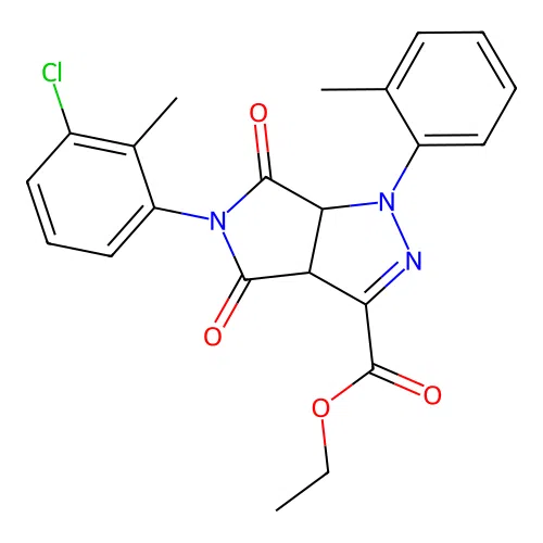ethyl 5-(3-chloro-2-methylphenyl)-1-(2-methylphenyl)-4,6-dioxo-1,3a,4,5,6,6a-hexahydropyrrolo[3,4-c]pyrazole-3-carboxylate structure