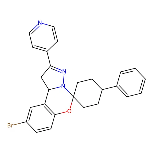 9'-bromo-4-phenyl-2'-(pyridin-4-yl)-1',10b'-dihydrospiro[cyclohexane-1,5'-pyrazolo[1,5-c][1,3]benzoxazine] structure