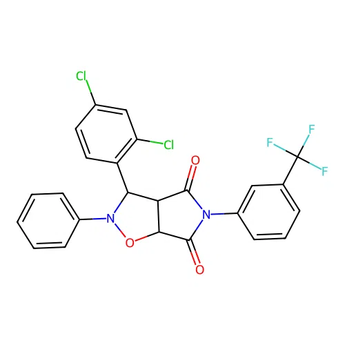 3-(2,4-dichlorophenyl)-2-phenyl-5-(3-(trifluoromethyl)phenyl)dihydro-2H-pyrrolo[3,4-d]isoxazole-4,6(5H,6aH)-dione structure