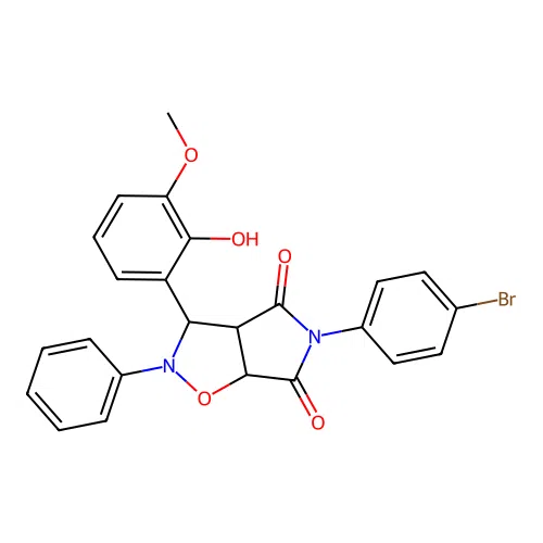 5-(4-bromophenyl)-3-(2-hydroxy-3-methoxyphenyl)-2-phenyl-3a,6a-dihydro-3H-pyrrolo[3,4-d][1,2]oxazole-4,6-dione structure