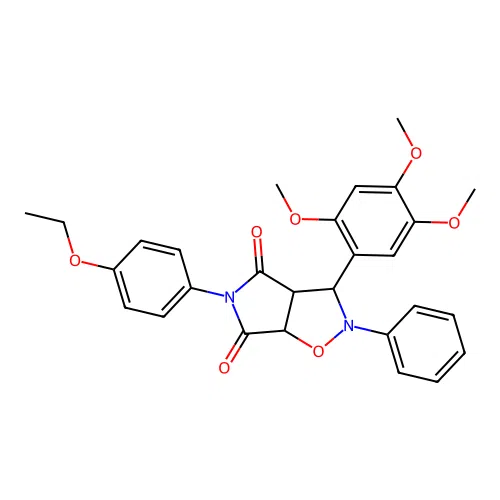 5-(4-ethoxyphenyl)-2-phenyl-3-(2,4,5-trimethoxyphenyl)-3a,6a-dihydro-3H-pyrrolo[3,4-d][1,2]oxazole-4,6-dione structure