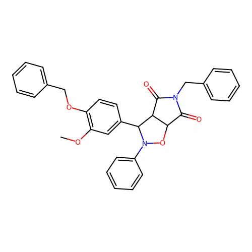 5-benzyl-3-(3-methoxy-4-phenylmethoxyphenyl)-2-phenyl-3a,6a-dihydro-3H-pyrrolo[3,4-d][1,2]oxazole-4,6-dione structure