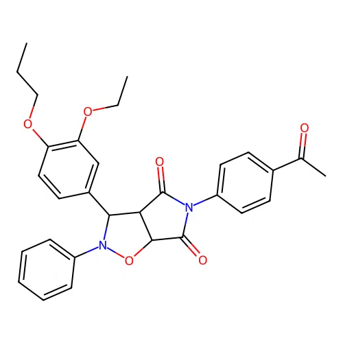 5-(4-acetylphenyl)-3-(3-ethoxy-4-propoxyphenyl)-2-phenyl-3a,6a-dihydro-3H-pyrrolo[3,4-d][1,2]oxazole-4,6-dione structure