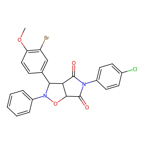 3-(3-bromo-4-methoxyphenyl)-5-(4-chlorophenyl)-2-phenyl-3a,6a-dihydro-3H-pyrrolo[3,4-d][1,2]oxazole-4,6-dione structure