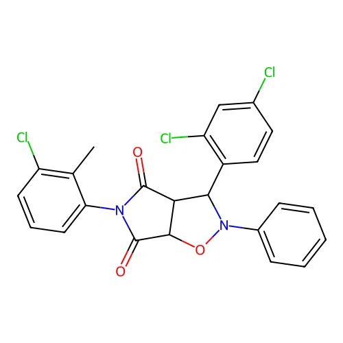5-(3-chloro-2-methylphenyl)-3-(2,4-dichlorophenyl)-2-phenyl-3a,6a-dihydro-3H-pyrrolo[3,4-d][1,2]oxazole-4,6-dione structure