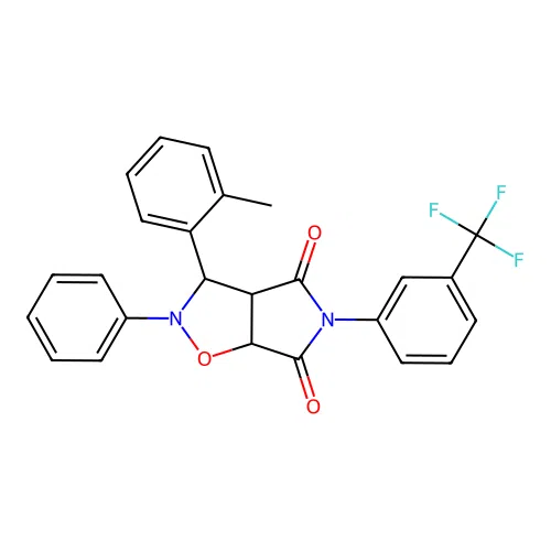 2-phenyl-3-(o-tolyl)-5-(3-(trifluoromethyl)phenyl)dihydro-2H-pyrrolo[3,4-d]isoxazole-4,6(5H,6aH)-dione structure