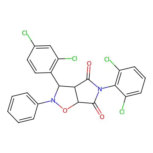 3-(2,4-dichlorophenyl)-5-(2,6-dichlorophenyl)-2-phenyl-3a,6a-dihydro-3H-pyrrolo[3,4-d][1,2]oxazole-4,6-dione structure