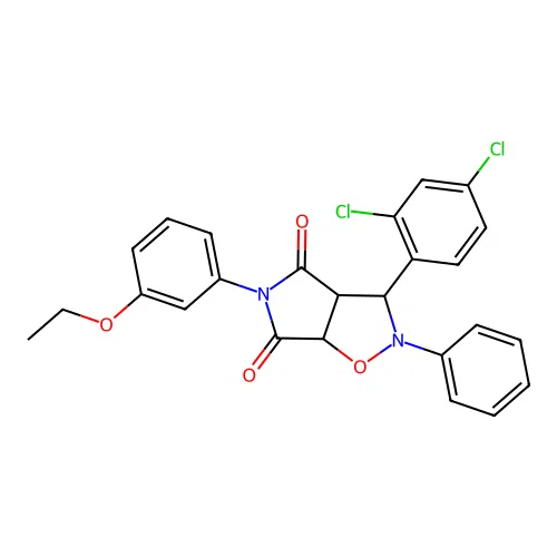 3-(2,4-dichlorophenyl)-5-(3-ethoxyphenyl)-2-phenyl-3a,6a-dihydro-3H-pyrrolo[3,4-d][1,2]oxazole-4,6-dione structure