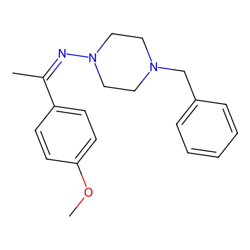 4-benzyl-N-[(1Z)-1-(4-methoxyphenyl)ethylidene]piperazin-1-amine structure