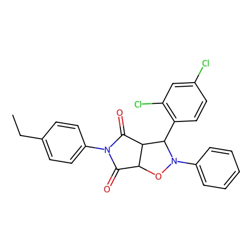 3-(2,4-dichlorophenyl)-5-(4-ethylphenyl)-2-phenyl-3a,6a-dihydro-3H-pyrrolo[3,4-d][1,2]oxazole-4,6-dione structure
