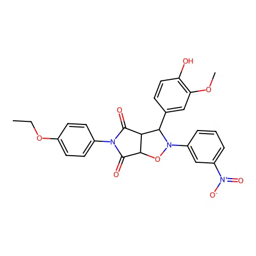 5-(4-ethoxyphenyl)-3-(4-hydroxy-3-methoxyphenyl)-2-(3-nitrophenyl)-3a,6a-dihydro-3H-pyrrolo[3,4-d][1,2]oxazole-4,6-dione structure
