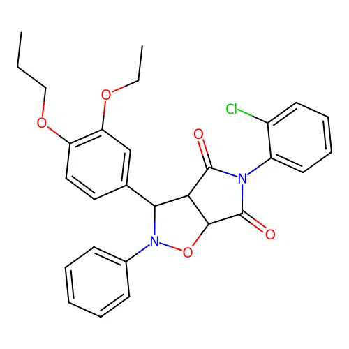 5-(2-chlorophenyl)-3-(3-ethoxy-4-propoxyphenyl)-2-phenyl-3a,6a-dihydro-3H-pyrrolo[3,4-d][1,2]oxazole-4,6-dione structure