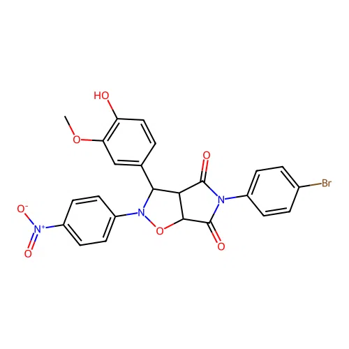 5-(4-bromophenyl)-3-(4-hydroxy-3-methoxyphenyl)-2-(4-nitrophenyl)-3a,6a-dihydro-3H-pyrrolo[3,4-d][1,2]oxazole-4,6-dione structure