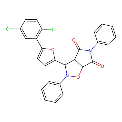 3-(5-(2,5-dichlorophenyl)furan-2-yl)-2,5-diphenyldihydro-2H-pyrrolo[3,4-d]isoxazole-4,6(5H,6aH)-dione structure