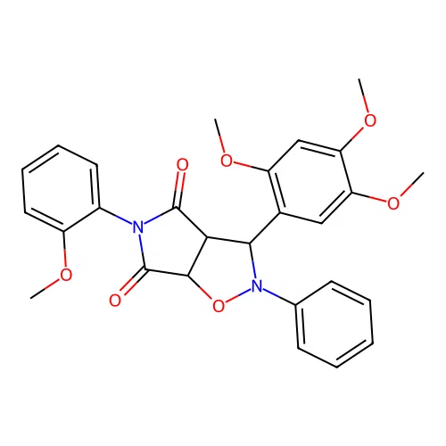 5-(2-methoxyphenyl)-2-phenyl-3-(2,4,5-trimethoxyphenyl)-3a,6a-dihydro-3H-pyrrolo[3,4-d][1,2]oxazole-4,6-dione structure