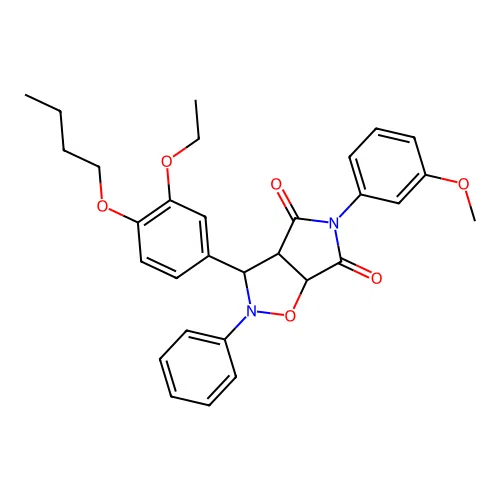 3-(4-butoxy-3-ethoxyphenyl)-5-(3-methoxyphenyl)-2-phenyl-3a,6a-dihydro-3H-pyrrolo[3,4-d][1,2]oxazole-4,6-dione structure