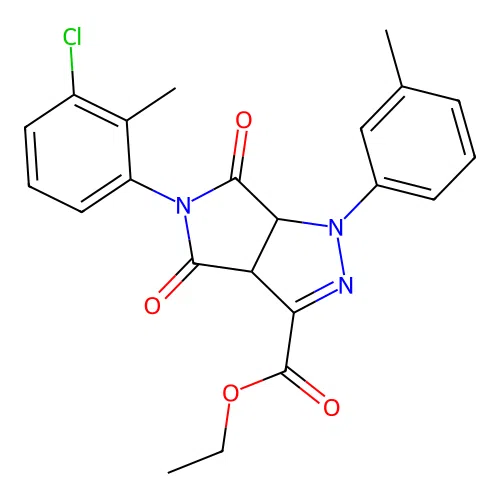 ethyl 5-(3-chloro-2-methylphenyl)-1-(3-methylphenyl)-4,6-dioxo-1,3a,4,5,6,6a-hexahydropyrrolo[3,4-c]pyrazole-3-carboxylate structure