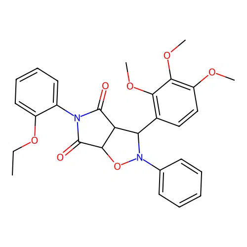 5-(2-ethoxyphenyl)-2-phenyl-3-(2,3,4-trimethoxyphenyl)-3a,6a-dihydro-3H-pyrrolo[3,4-d][1,2]oxazole-4,6-dione structure