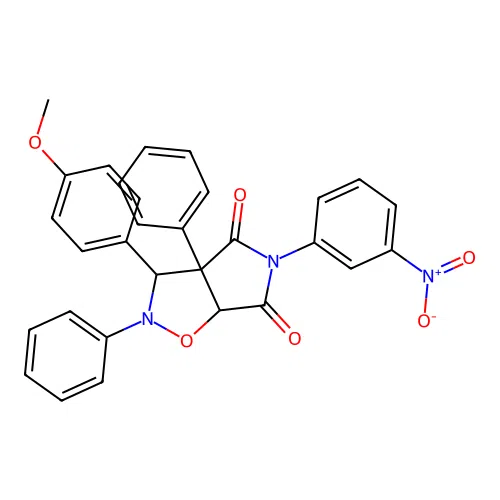 3-(4-methoxyphenyl)-5-(3-nitrophenyl)-2,3a-diphenyl-3,6a-dihydropyrrolo[3,4-d][1,2]oxazole-4,6-dione structure