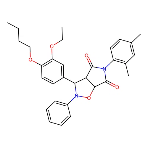 3-(4-butoxy-3-ethoxyphenyl)-5-(2,4-dimethylphenyl)-2-phenyl-3a,6a-dihydro-3H-pyrrolo[3,4-d][1,2]oxazole-4,6-dione structure