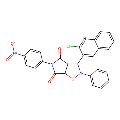 3-(2-chloroquinolin-3-yl)-5-(4-nitrophenyl)-2-phenyl-3a,6a-dihydro-3H-pyrrolo[3,4-d][1,2]oxazole-4,6-dione structure