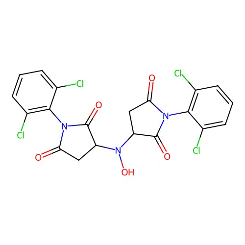 3,3'-(Hydroxyazanediyl)bis(1-(2,6-dichlorophenyl)pyrrolidine-2,5-dione) structure