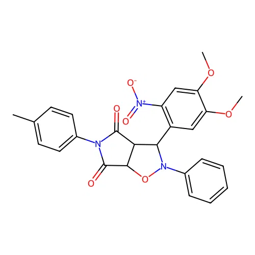 3-(4,5-dimethoxy-2-nitrophenyl)-2-phenyl-5-(p-tolyl)dihydro-2H-pyrrolo[3,4-d]isoxazole-4,6(5H,6aH)-dione structure