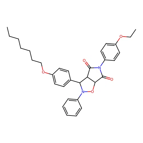 3-(4-ethoxyphenyl)-8-(4-heptoxyphenyl)-7-phenyl-6-oxa-3,7-diazabicyclo[3.3.0]octane-2,4-dione structure