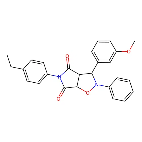 3-(4-ethylphenyl)-8-(3-methoxyphenyl)-7-phenyl-6-oxa-3,7-diazabicyclo[3.3.0]octane-2,4-dione structure