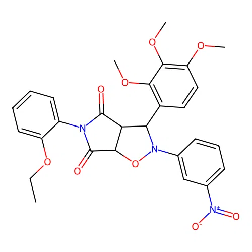 5-(2-ethoxyphenyl)-2-(3-nitrophenyl)-3-(2,3,4-trimethoxyphenyl)-3a,6a-dihydro-3H-pyrrolo[3,4-d][1,2]oxazole-4,6-dione structure
