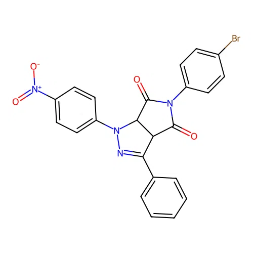 3-(4-bromophenyl)-8-(4-nitrophenyl)-6-phenyl-3,7,8-triazabicyclo[3.3.0]oct-6-ene-2,4-dione structure