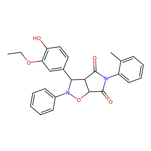3-(3-ethoxy-4-hydroxyphenyl)-2-phenyl-5-(o-tolyl)dihydro-2H-pyrrolo[3,4-d]isoxazole-4,6(5H,6aH)-dione structure