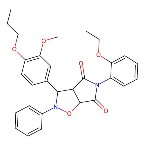 5-(2-ethoxyphenyl)-3-(3-methoxy-4-propoxyphenyl)-2-phenyl-3a,6a-dihydro-3H-pyrrolo[3,4-d][1,2]oxazole-4,6-dione structure