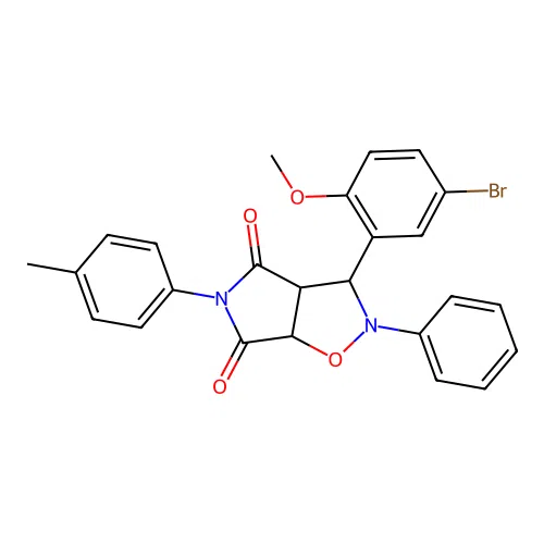 3-(5-bromo-2-methoxyphenyl)-2-phenyl-5-(p-tolyl)dihydro-2H-pyrrolo[3,4-d]isoxazole-4,6(5H,6aH)-dione structure